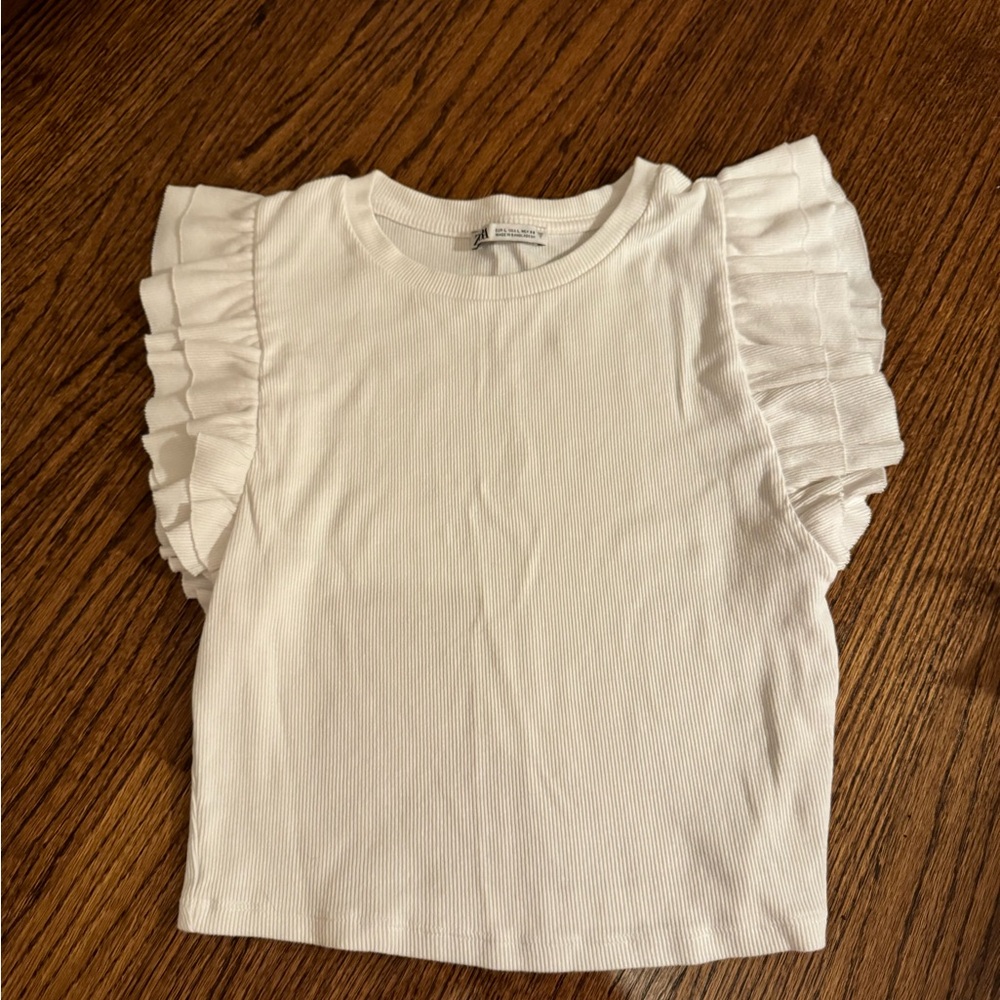 Zara White Ruffle Top